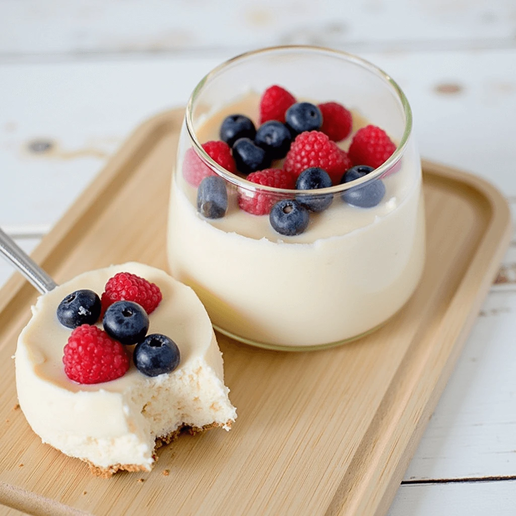 Panna cotta topped with fresh berries.