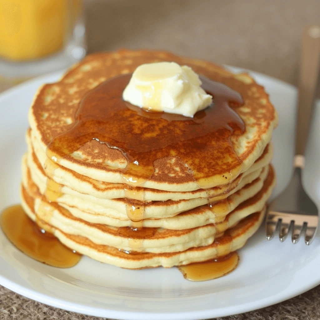 Perfect pancake recipe with fluffy pancakes stacked high