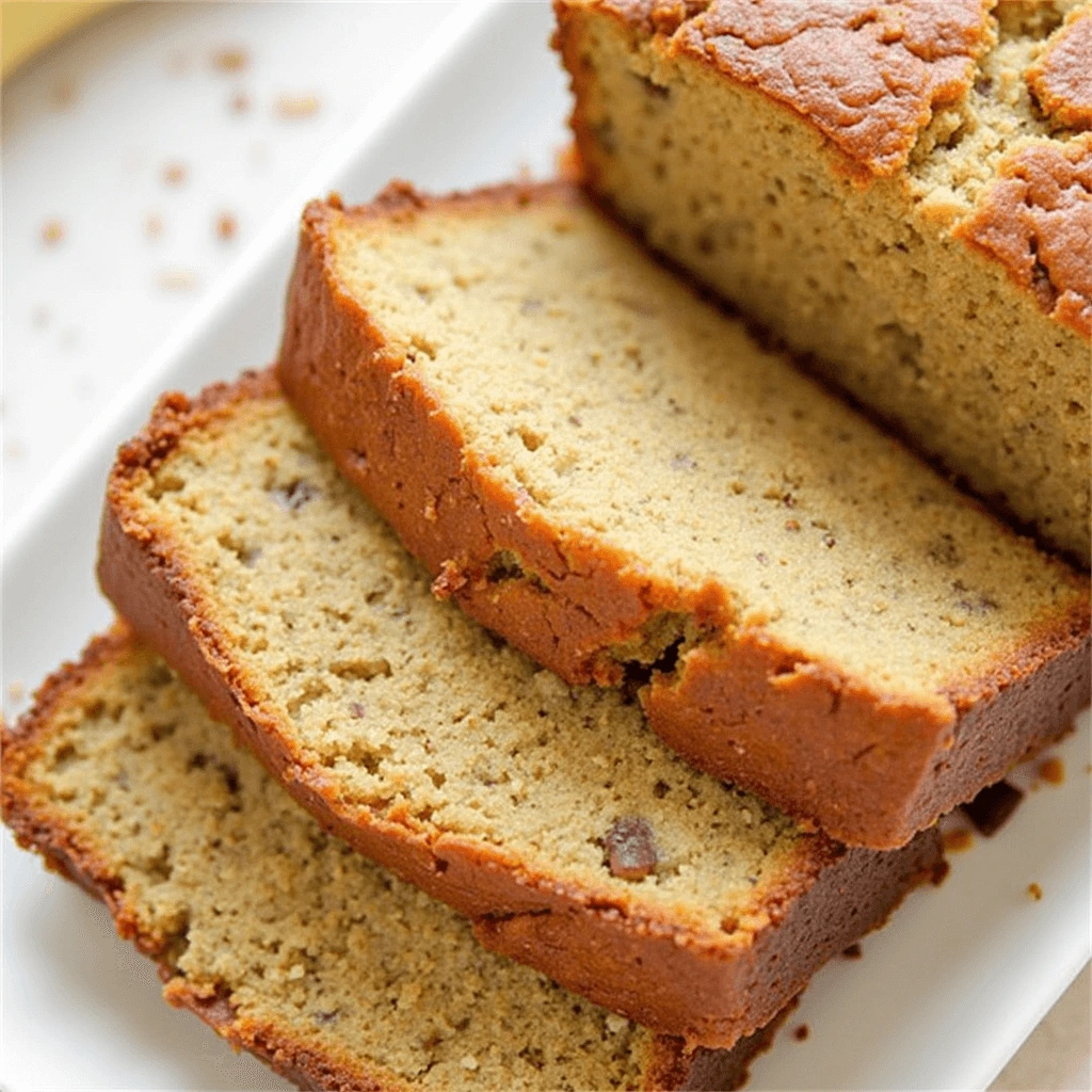 Banana bread slices served on a plate with butter