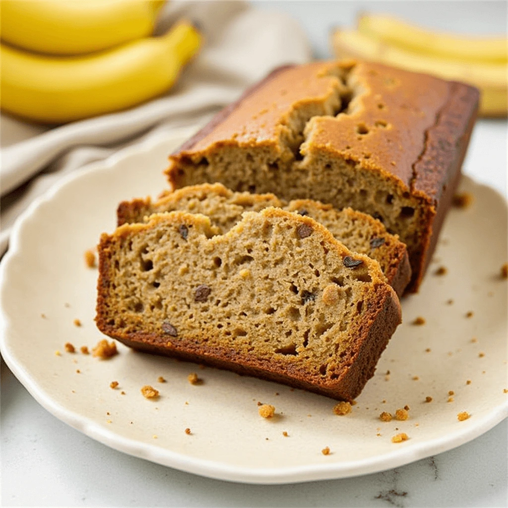 Moist banana bread loaf with a crisp crust