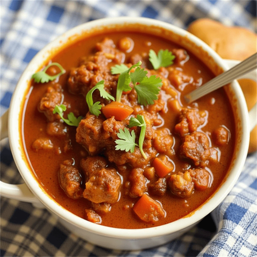 Chili recipe with ingredients.