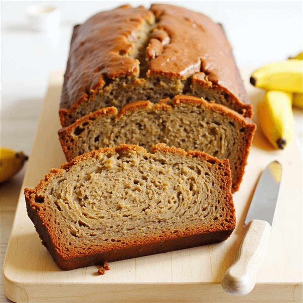Banana bread made with ripe bananas and walnuts